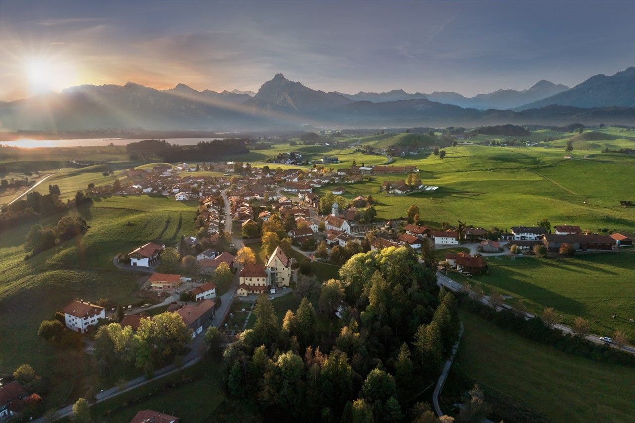 Luftaufnahme Sonnenaufgang Hopferau
